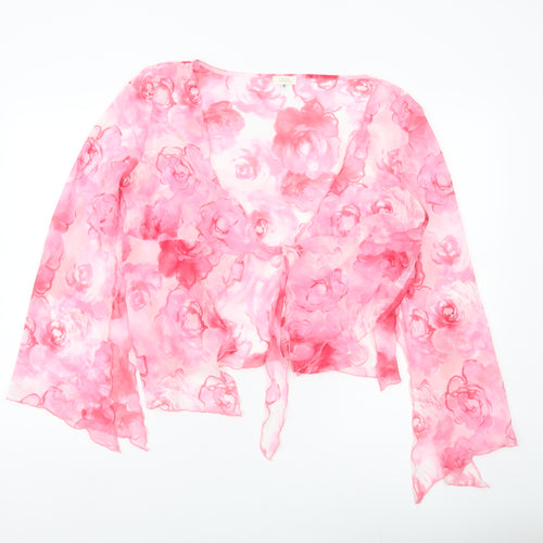 Max Pierre Women’s Pink Floral Wrap Chiffon Blouse UK 16