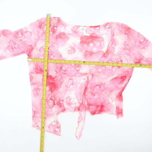 Max Pierre Women’s Pink Floral Wrap Chiffon Blouse UK 16