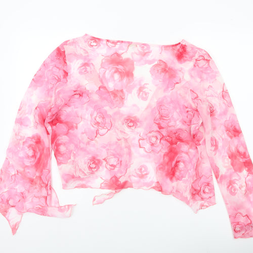 Max Pierre Women’s Pink Floral Wrap Chiffon Blouse UK 16