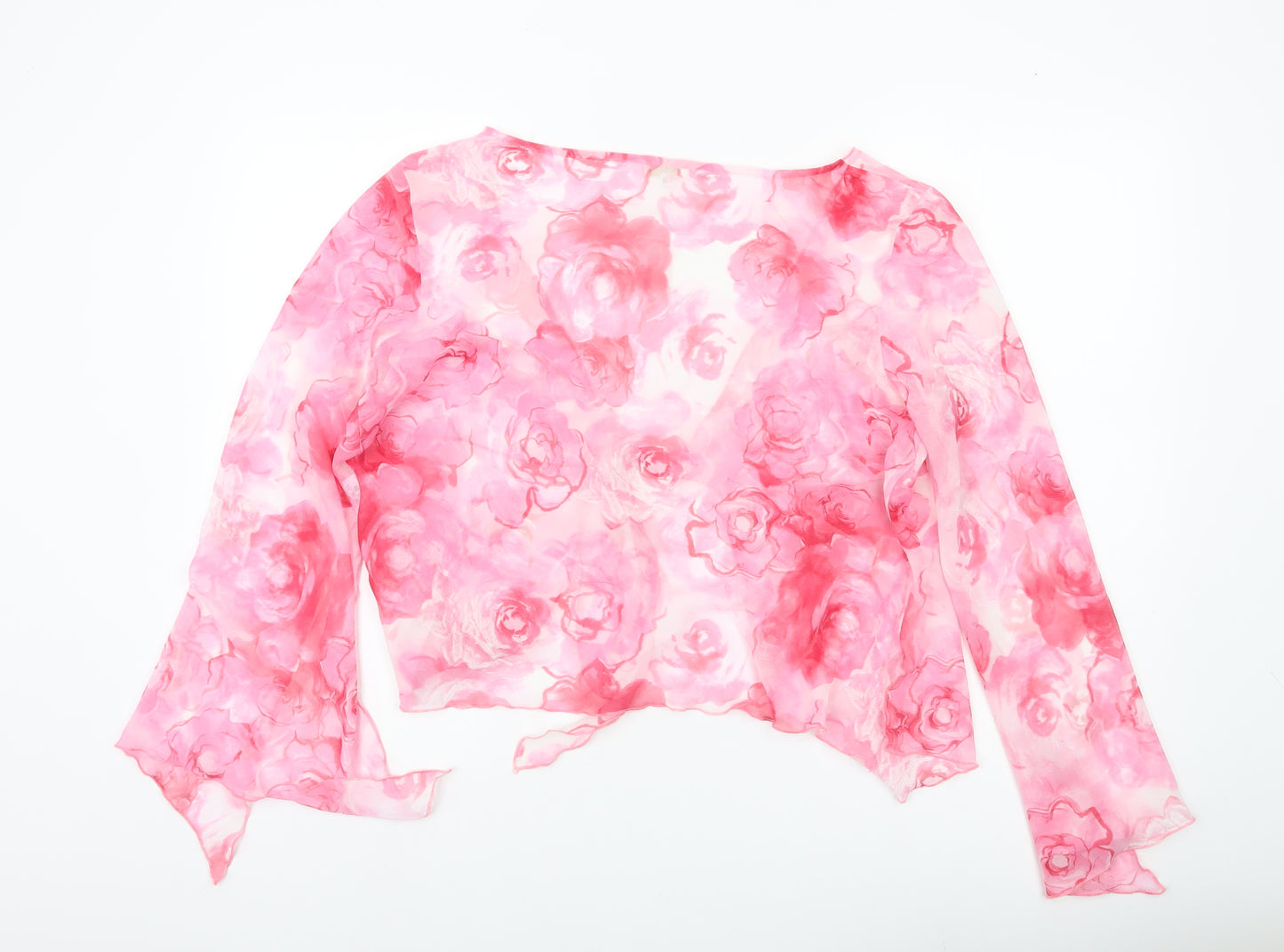 Max Pierre Women’s Pink Floral Wrap Chiffon Blouse UK 16