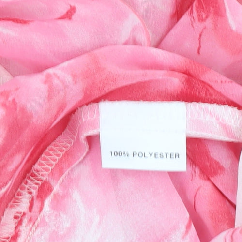Max Pierre Women’s Pink Floral Wrap Chiffon Blouse UK 16