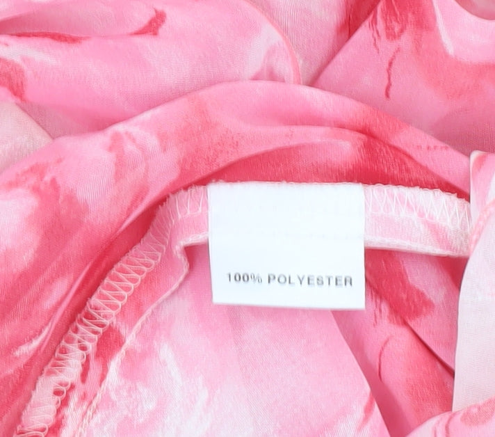Max Pierre Women’s Pink Floral Wrap Chiffon Blouse UK 16