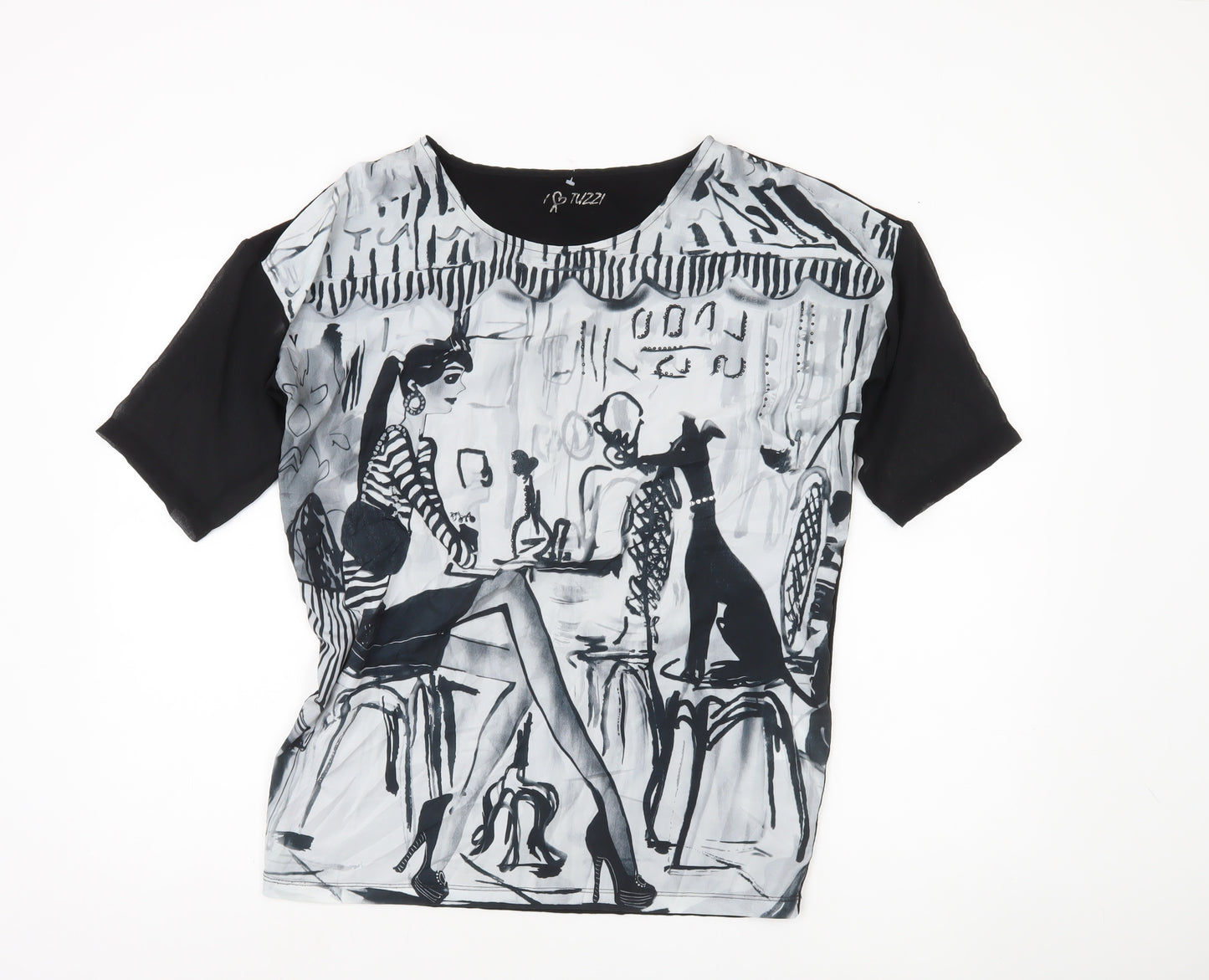 Tuzzi Womens Multicoloured Graphic T-Shirt Size 12 Scoop Neck