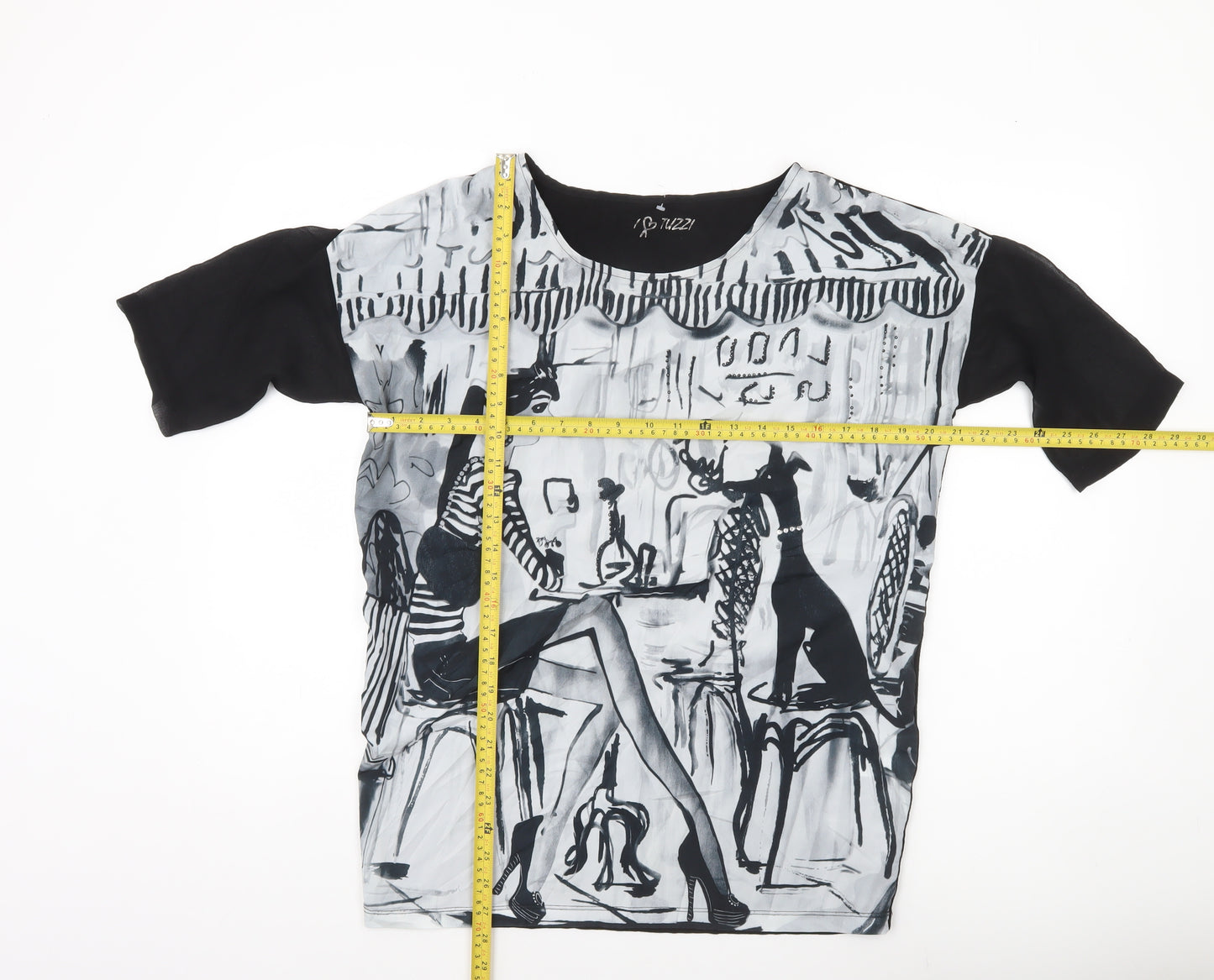 Tuzzi Womens Multicoloured Graphic T-Shirt Size 12 Scoop Neck