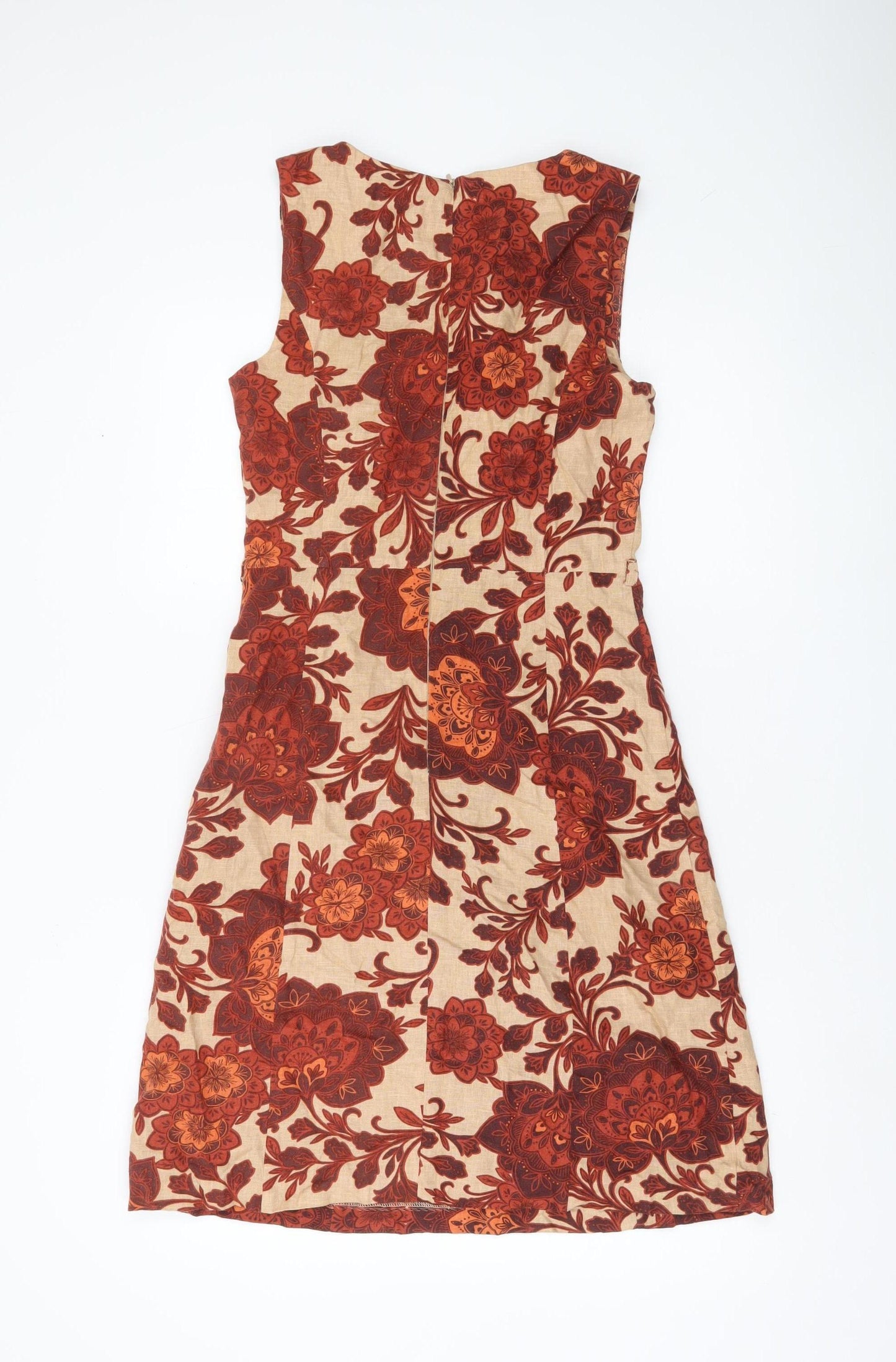 Tu Women’s Beige Red Floral Sheath Dress Size 8 Sleeveless V-Neck