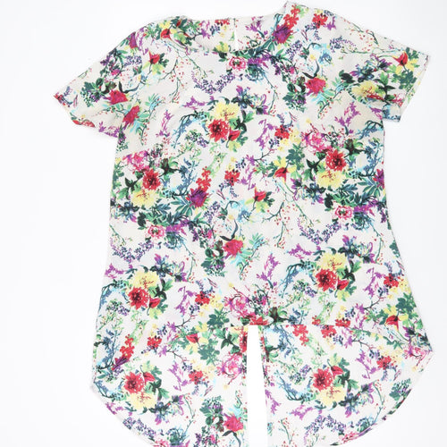 Label Be Women’s Multicoloured Floral Blouse UK 16 Short Sleeve