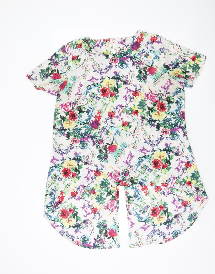 Label Be Women’s Multicoloured Floral Blouse UK 16 Short Sleeve