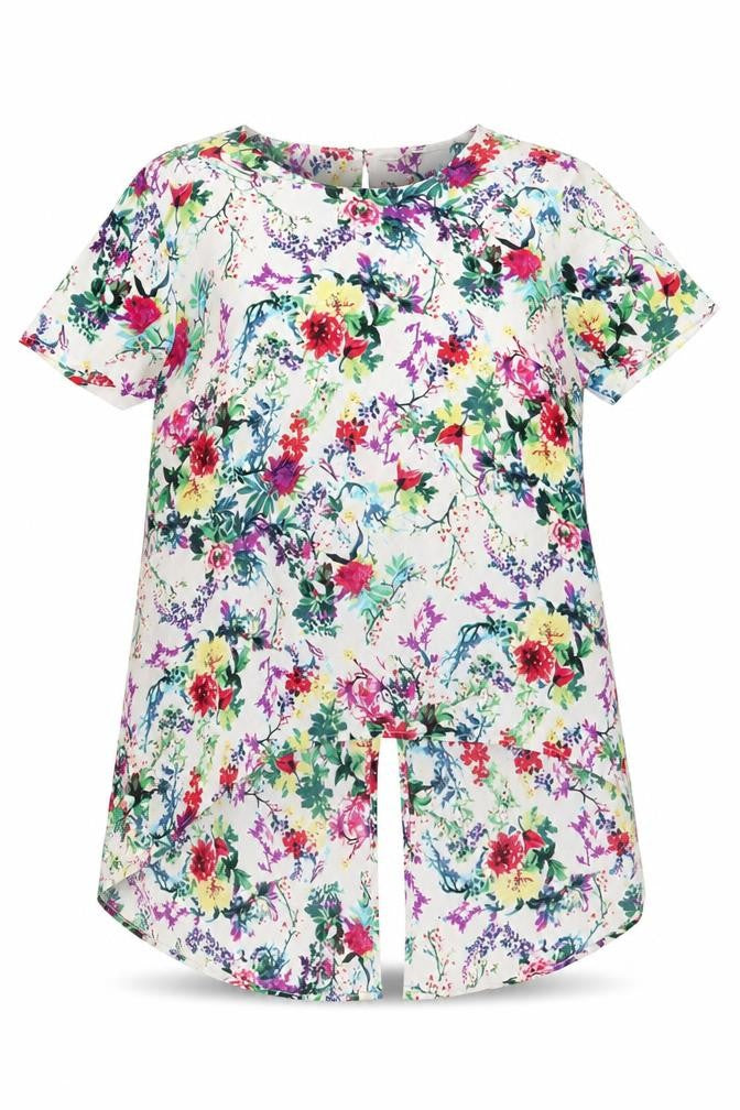 Label Be Women’s Multicoloured Floral Blouse UK 16 Short Sleeve