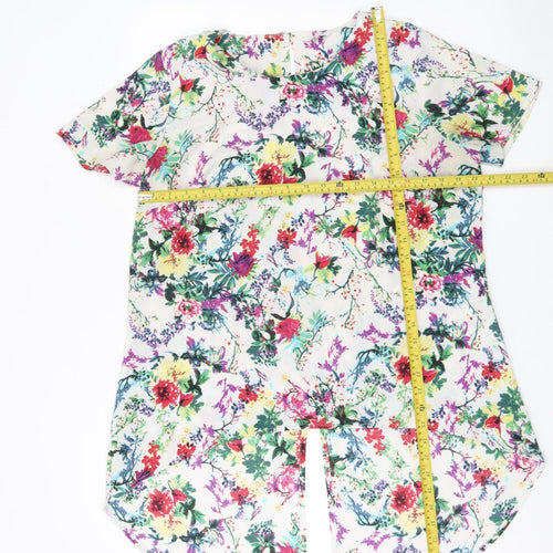 Label Be Women’s Multicoloured Floral Blouse UK 16 Short Sleeve