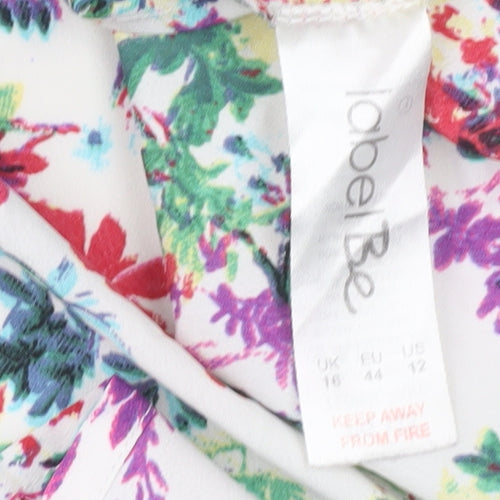 Label Be Women’s Multicoloured Floral Blouse UK 16 Short Sleeve