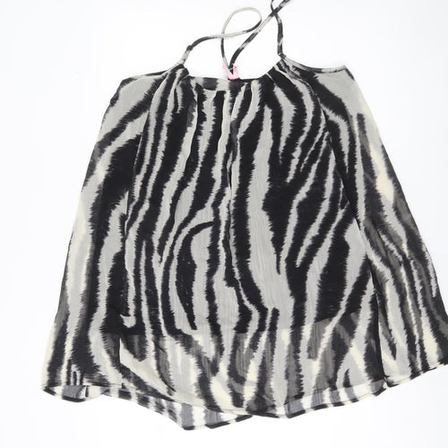 Miso Womens Zebra Print Camisole Tank Top Size 10 Black Sleeveless