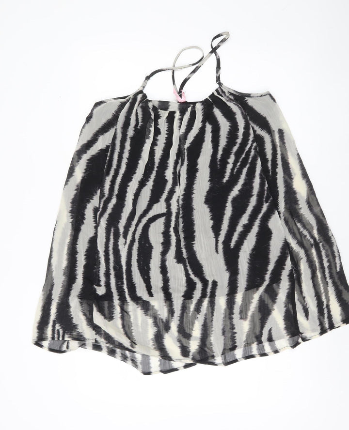 Miso Womens Zebra Print Camisole Tank Top Size 10 Black Sleeveless