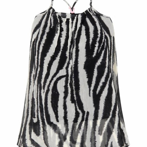 Miso Womens Zebra Print Camisole Tank Top Size 10 Black Sleeveless