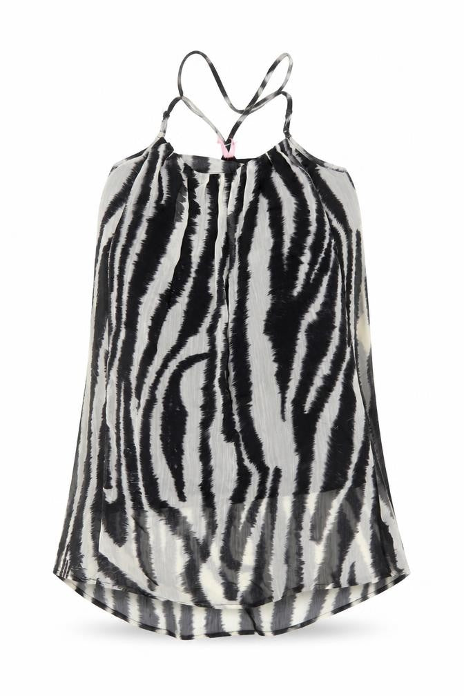 Miso Womens Zebra Print Camisole Tank Top Size 10 Black Sleeveless