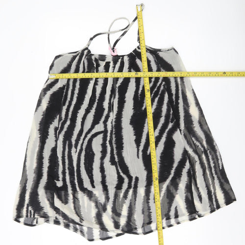 Miso Womens Zebra Print Camisole Tank Top Size 10 Black Sleeveless