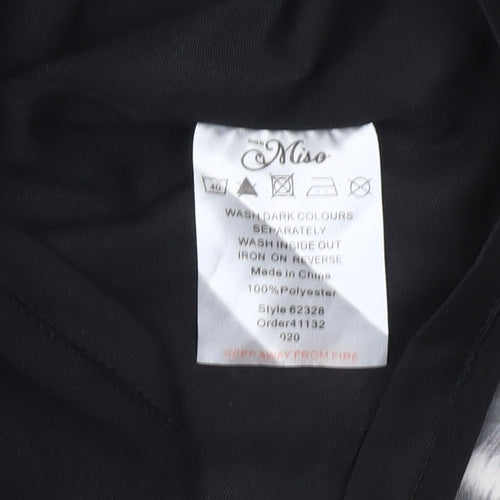 Miso Womens Zebra Print Camisole Tank Top Size 10 Black Sleeveless