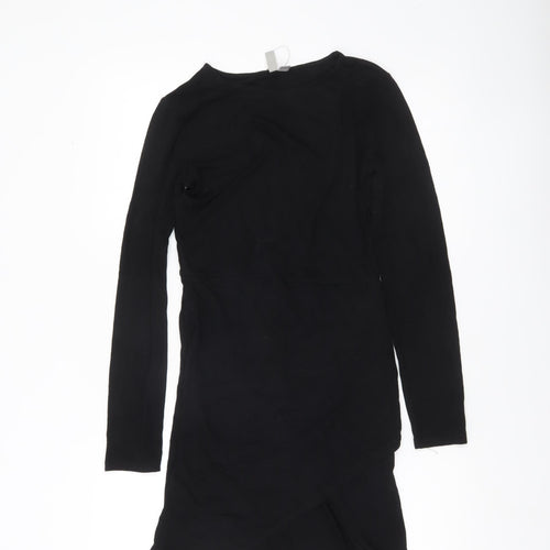 ASOS Women Black Size 10 Bodycon Short Long Sleeve Dress