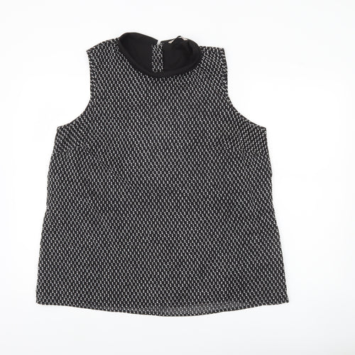 Tu Women’s Black Geometric Blouse Size 18 Sleeveless High Neck