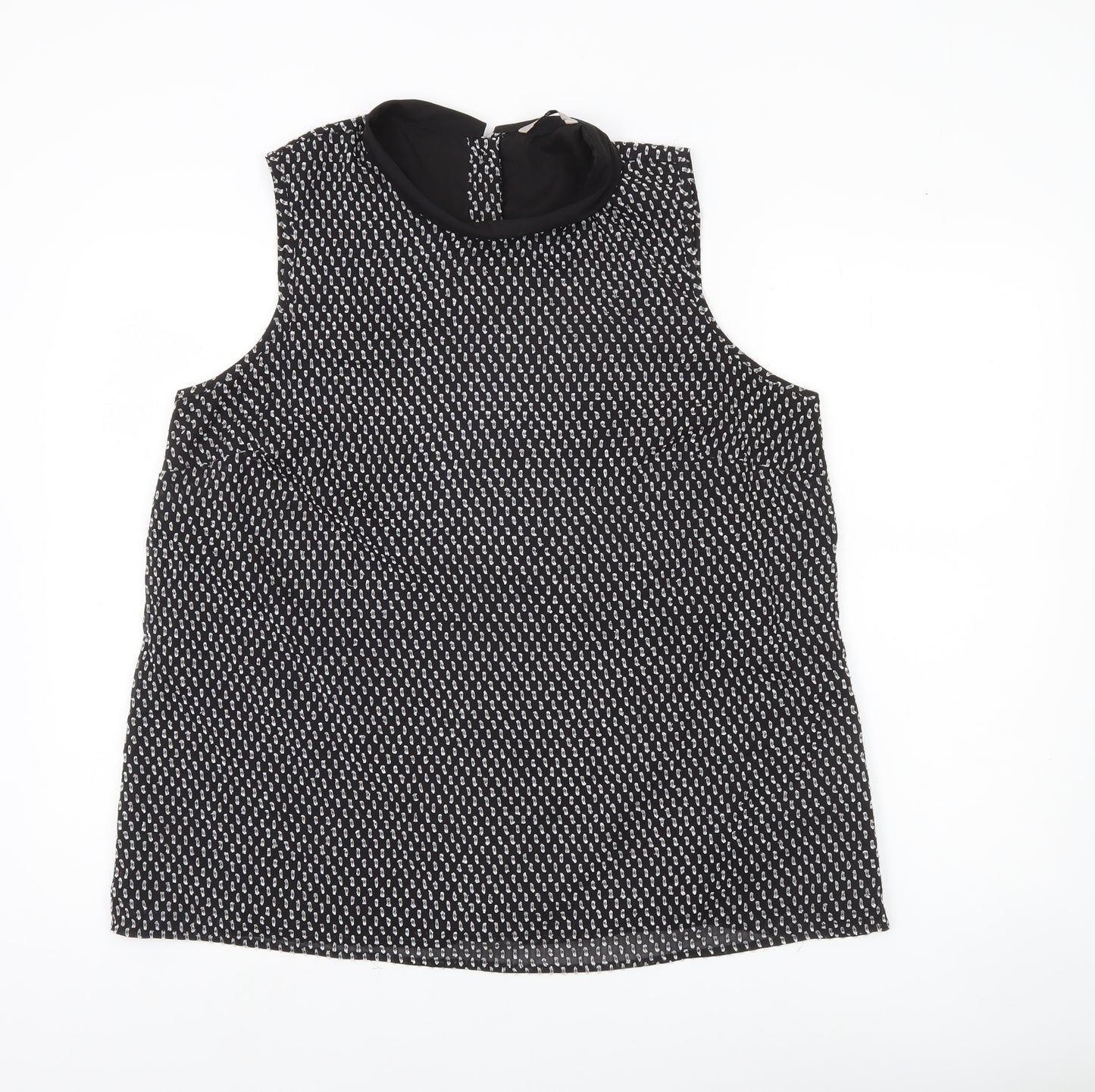 Tu Women’s Black Geometric Blouse Size 18 Sleeveless High Neck