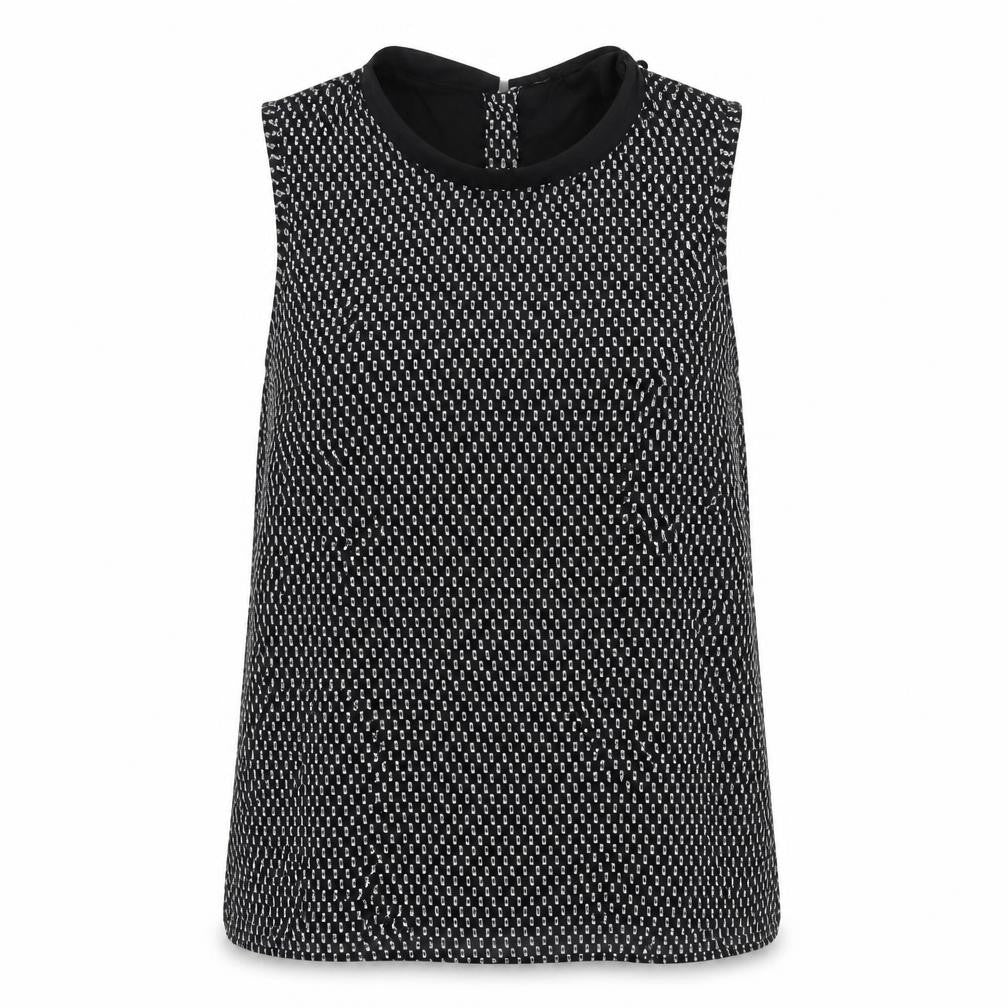 Tu Women’s Black Geometric Blouse Size 18 Sleeveless High Neck