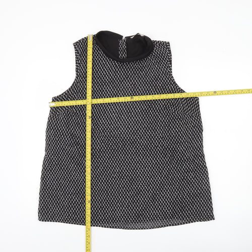 Tu Women’s Black Geometric Blouse Size 18 Sleeveless High Neck