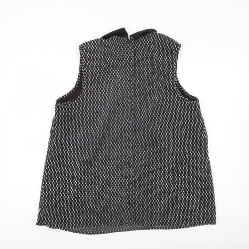 Tu Women’s Black Geometric Blouse Size 18 Sleeveless High Neck
