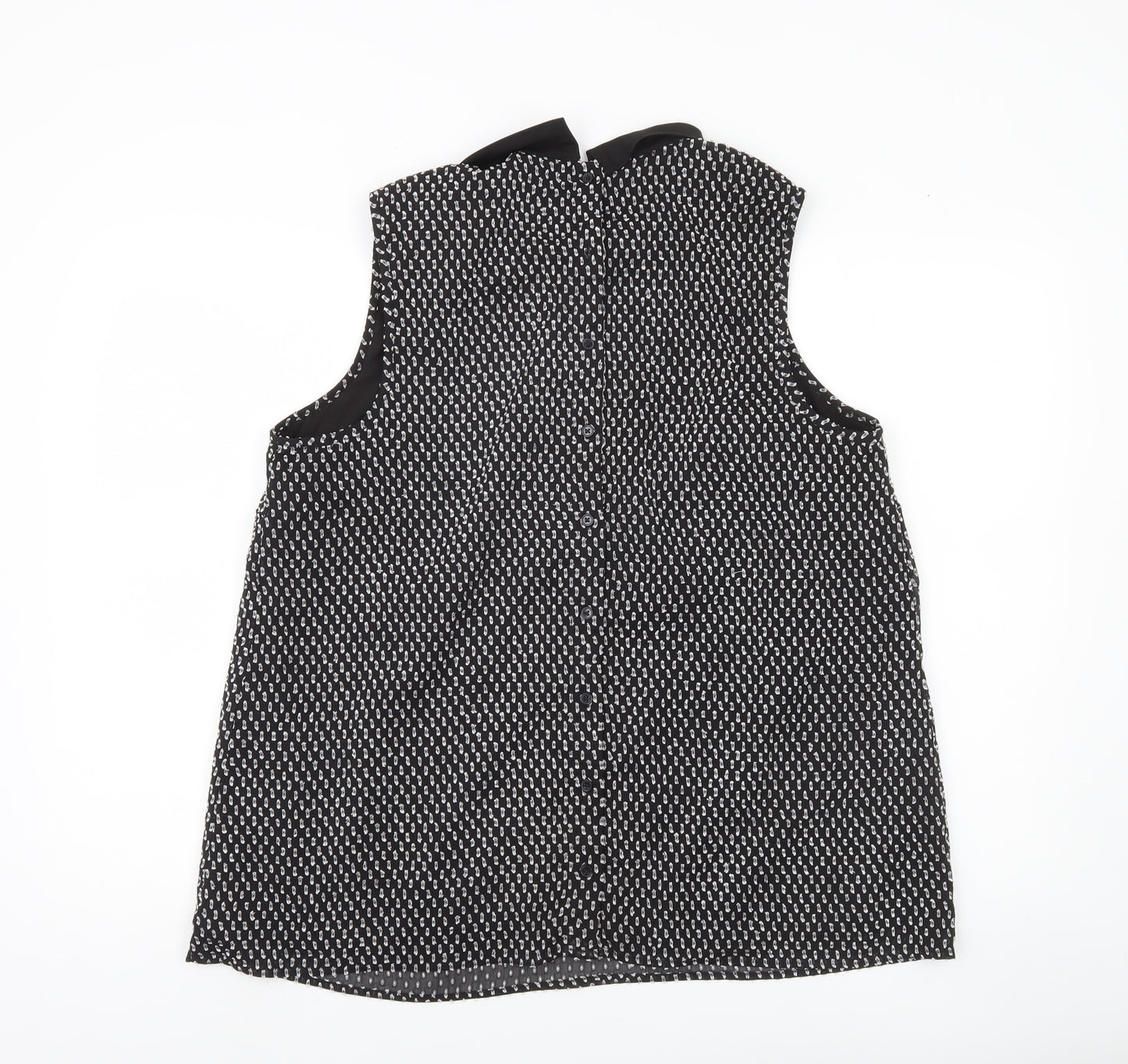 Tu Women’s Black Geometric Blouse Size 18 Sleeveless High Neck