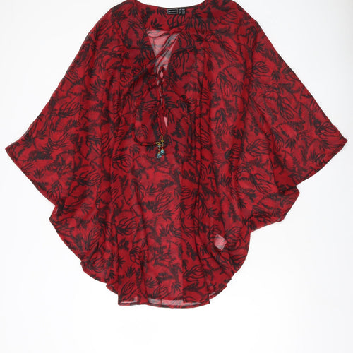 bpc Selection Women’s Red Floral Sheer Swimwear Cover Up Size 2XL