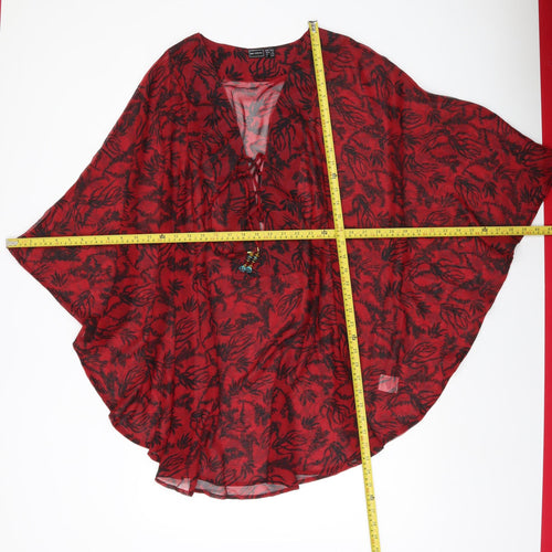 bpc Selection Women’s Red Floral Sheer Swimwear Cover Up Size 2XL