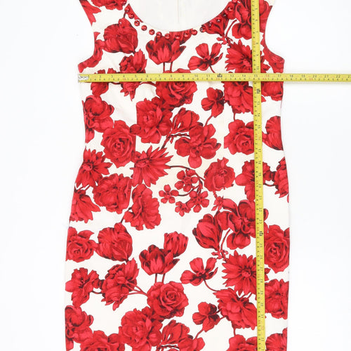 Together Women’s Red White Floral Sheath Knee Length Dress Size 12