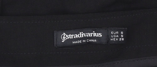 Stradivarius Women’s Black Flare Short Skirt Size 8 Bow Tie