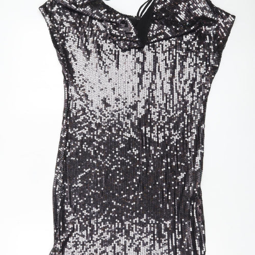 Next Women’s Petite Black Sequin Bodycon Party Dress UK 10