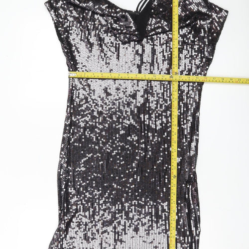 Next Women’s Petite Black Sequin Bodycon Party Dress UK 10