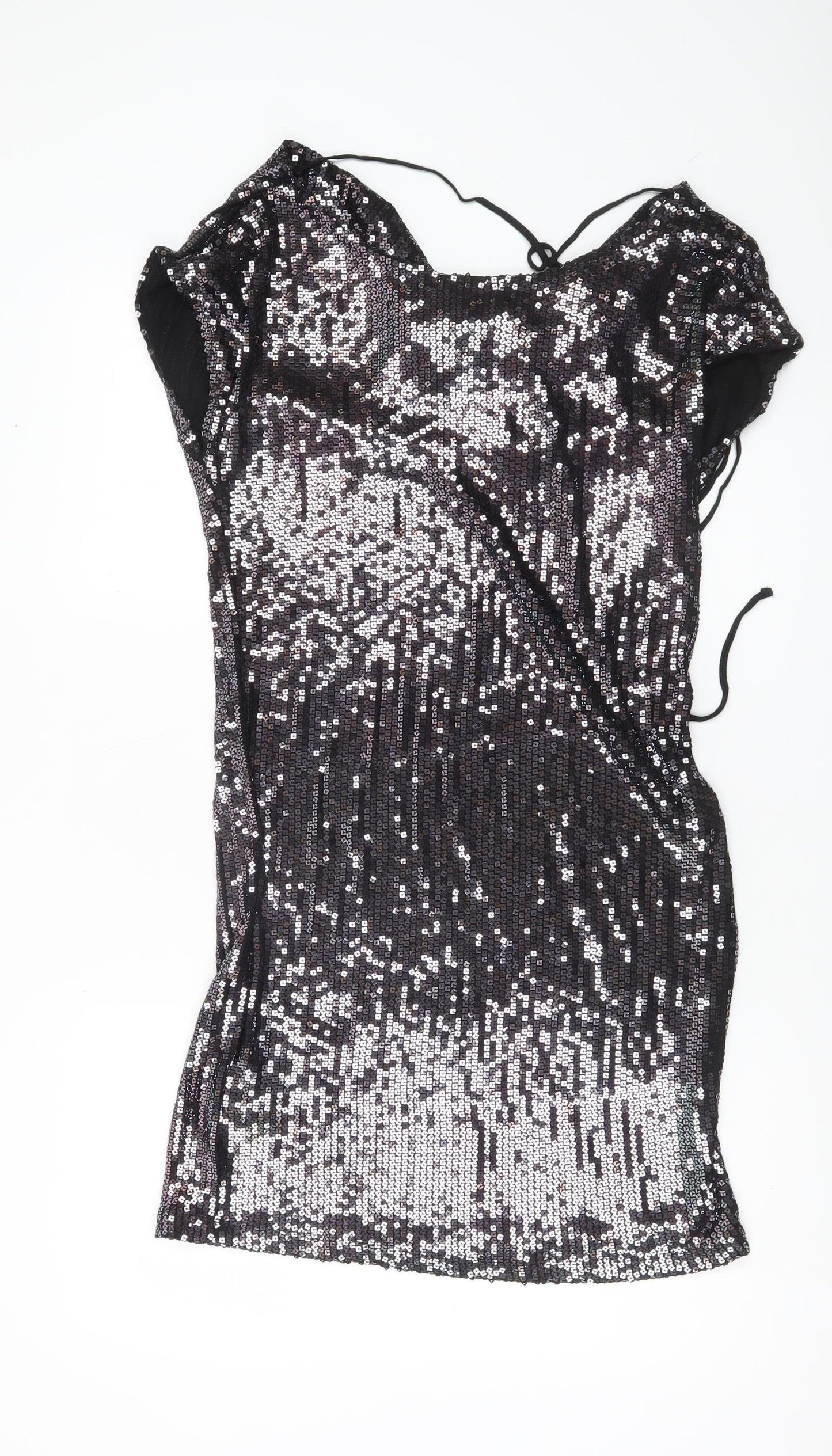 Next Women’s Petite Black Sequin Bodycon Party Dress UK 10