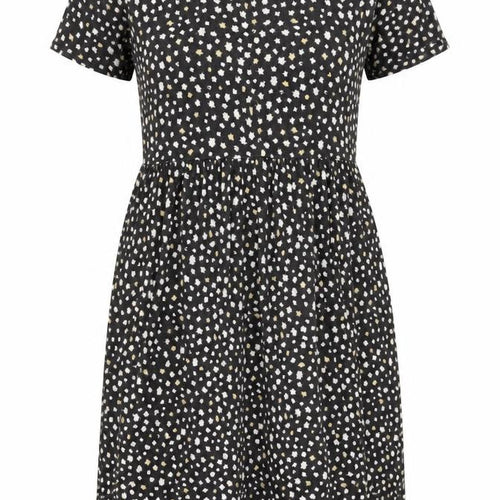 Wednesday's Girl Women Black Polka Dot Skater Dress Size M Short Sleeve