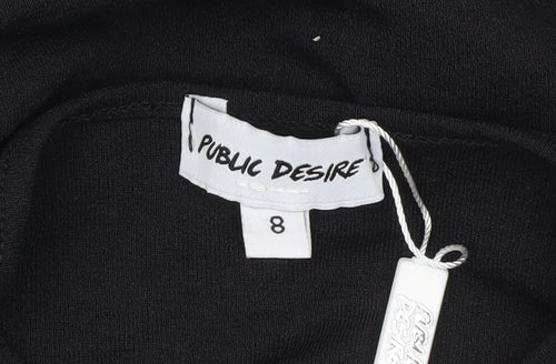 Public Desire Women’s Black Wrap Blouse Top Size 8 Slim Fit Party