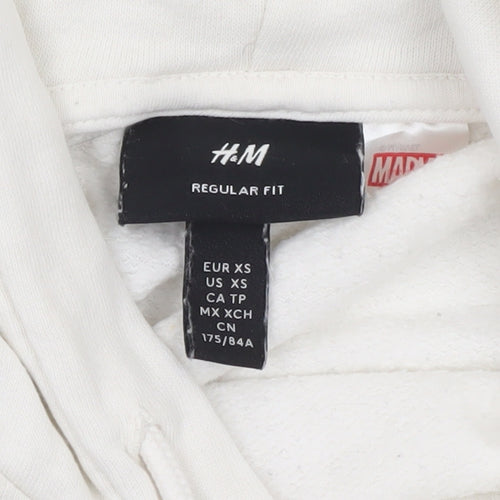 H&M Marvel Men’s White XS Pullover Hoodie Graphic Logo