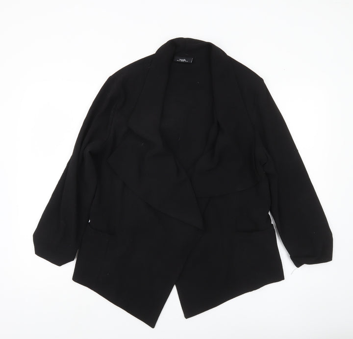 Wallis Women’s Black Jacket Size 14 Mid-Length Open Front Classic Style