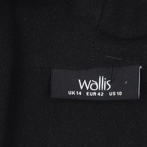 Wallis Women’s Black Jacket Size 14 Mid-Length Open Front Classic Style