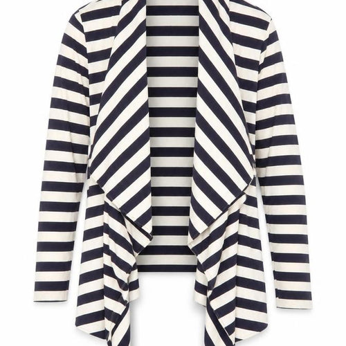 Masai Women Black White Striped Jersey Jacket Size S Relaxed Fit