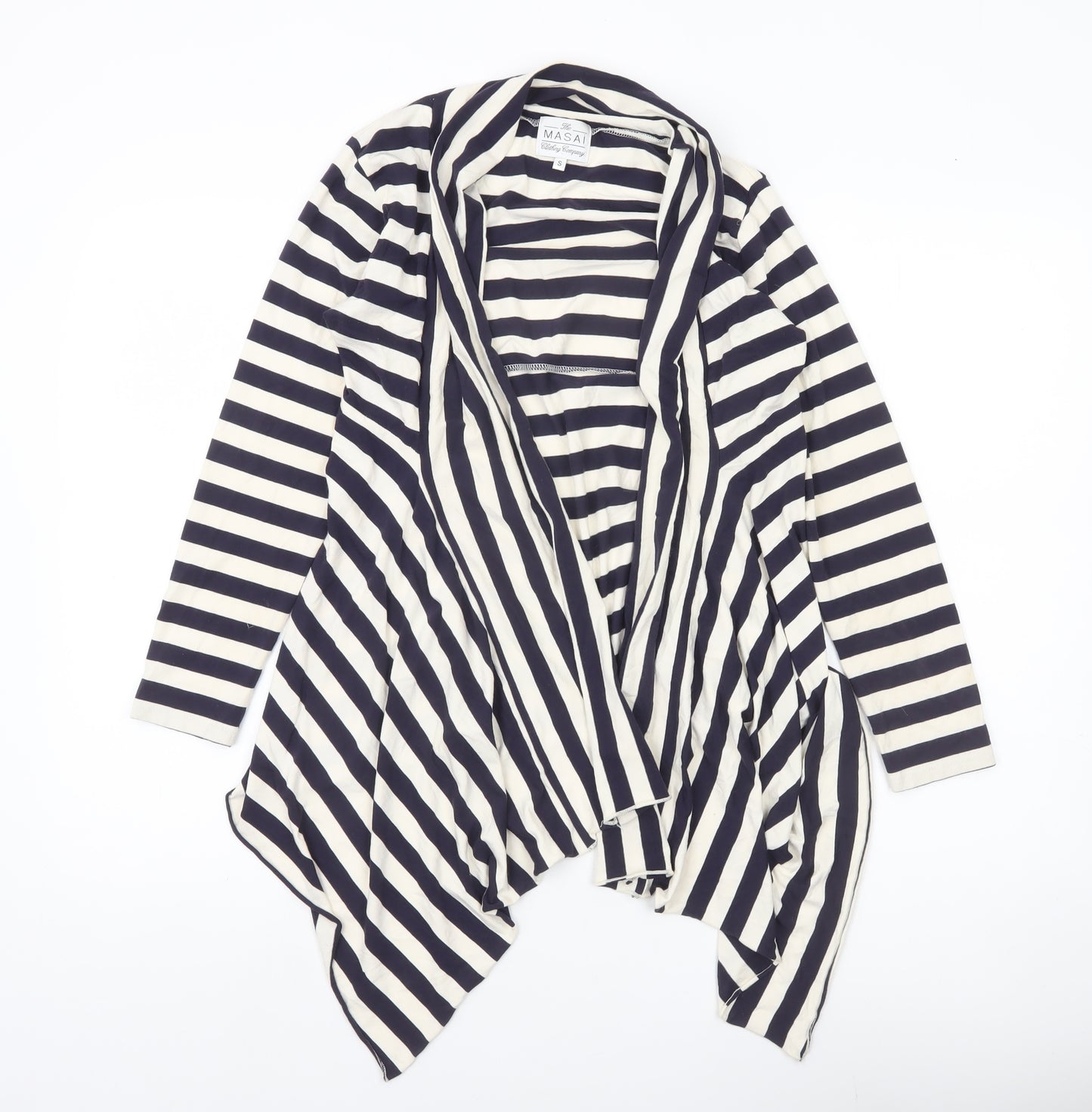 Masai Women Black White Striped Jersey Jacket Size S Relaxed Fit