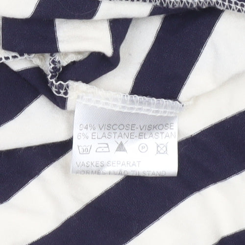Masai Women Black White Striped Jersey Jacket Size S Relaxed Fit