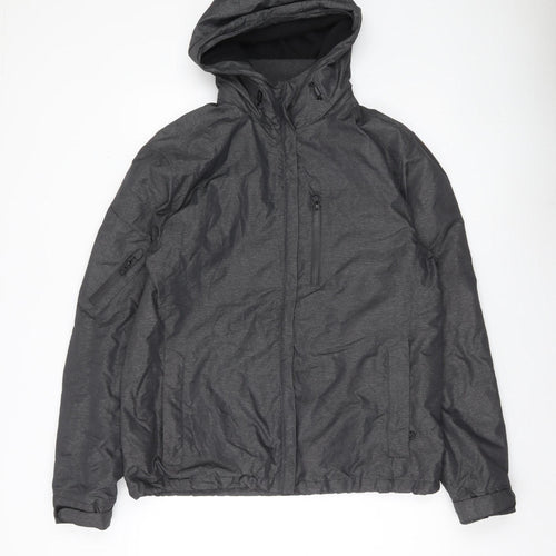 Tu Mens Grey Hooded Puffer Jacket Size M 39-41" Regular Fit Zip Pockets