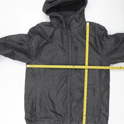 Tu Mens Grey Hooded Puffer Jacket Size M 39-41" Regular Fit Zip Pockets