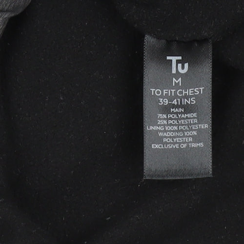 Tu Mens Grey Hooded Puffer Jacket Size M 39-41" Regular Fit Zip Pockets