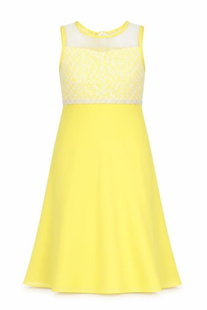 Sunny Fashion Womens Yellow A-Line Midi Sleeveless Dress Size 12
