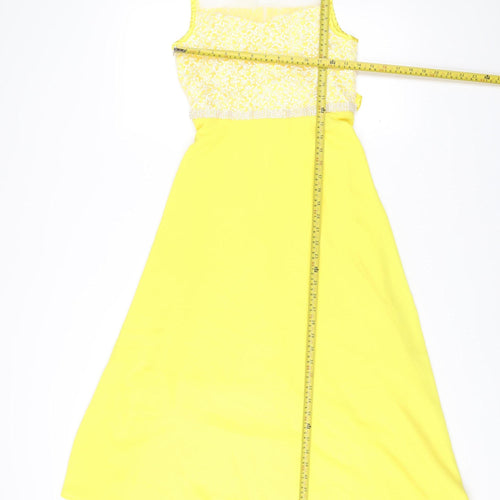Sunny Fashion Womens Yellow A-Line Midi Sleeveless Dress Size 12