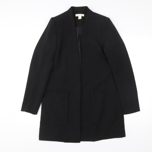 H&M Women’s Black Mid-Length Overcoat Size 8 Polyester Blend