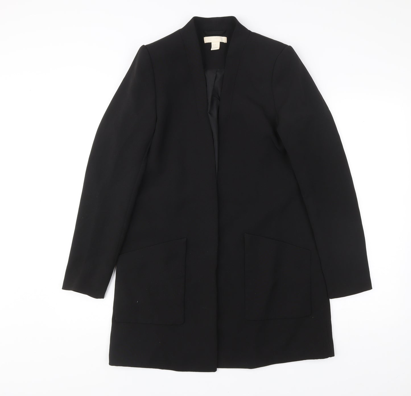 H&M Women’s Black Mid-Length Overcoat Size 8 Polyester Blend