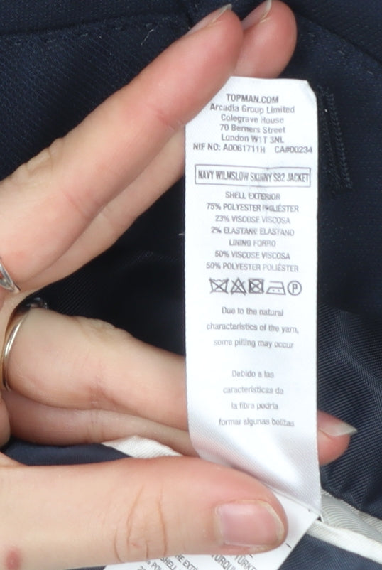 Topman Men’s Navy Blue Slim Fit Suit Jacket Size 36R